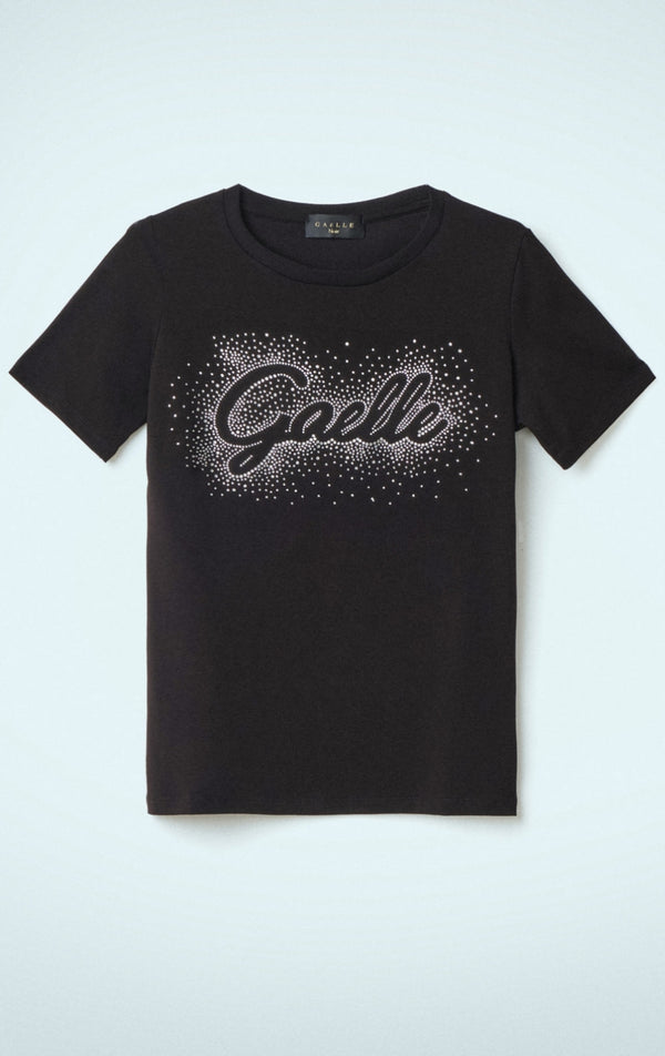 T-Shirt Paricollo Mezza Manica In Bielastico Con Personalizzazione In Strass